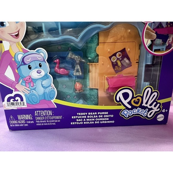 Polly Pocket Teddy Bear Purse 2 in 1 Playset w/ 2 Micro Dolls 16 Accessories NIB - Picture 4 of 8